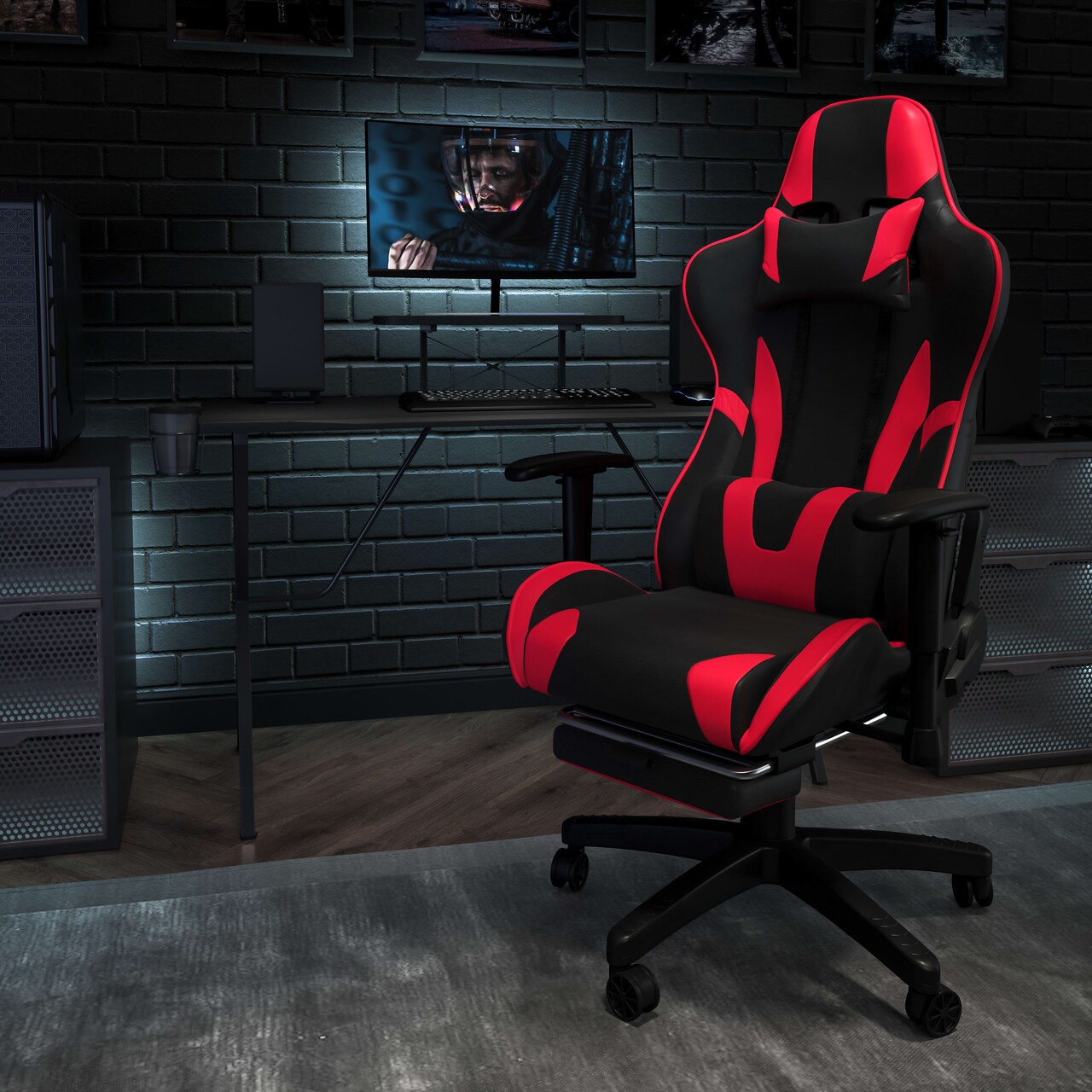 Emma and Oliver Z300 Gaming Racing Office Ergonomic PC Chair with Reclining Back and Footrest